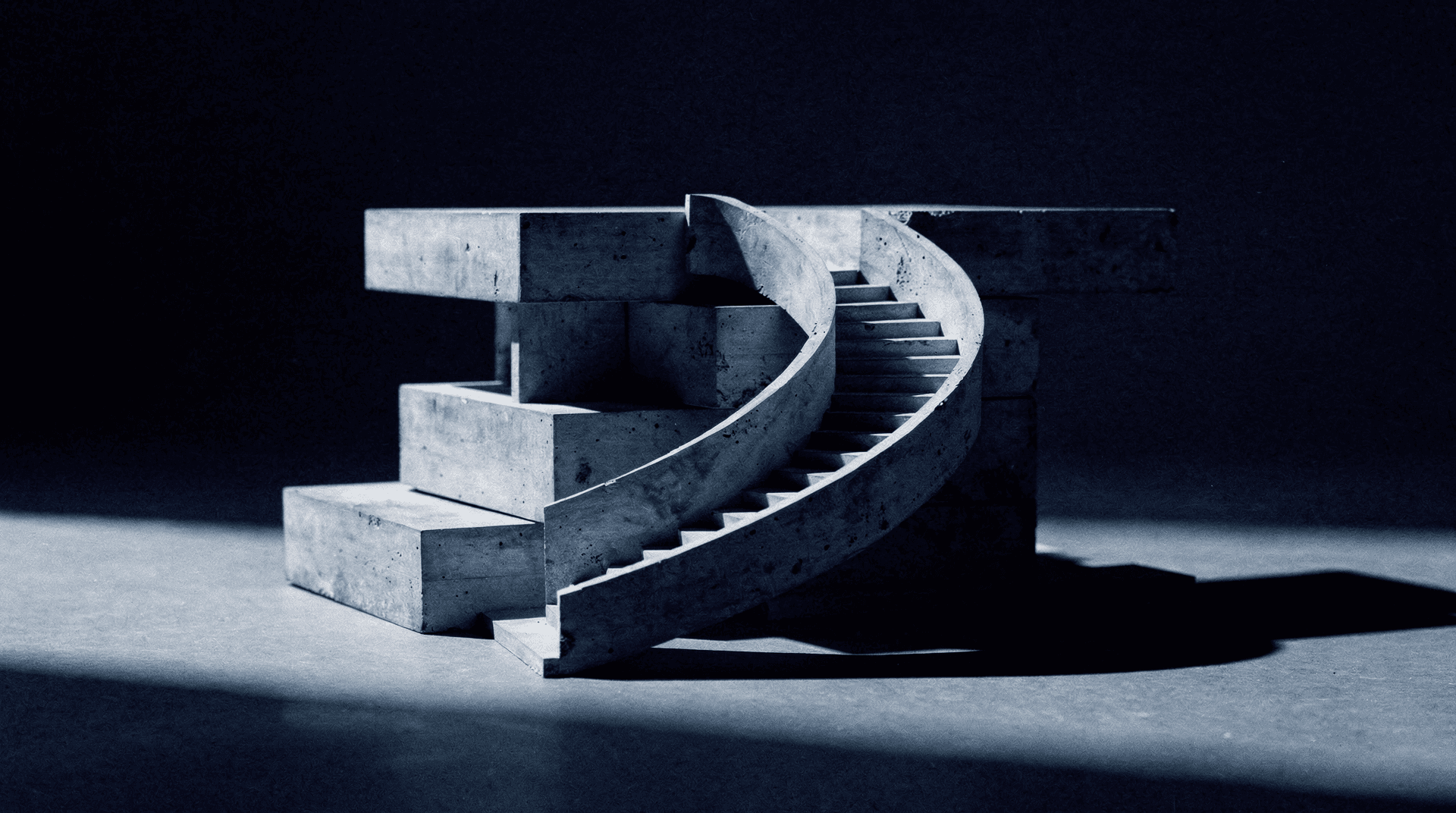 Maquette van een betonnen wenteltrap
